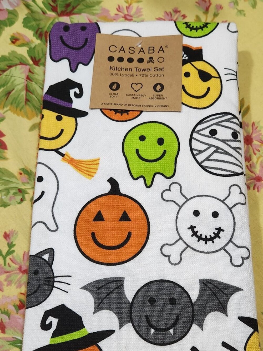 Set 3 Casaba  Festive Halloween Characters and Smiley Icons Kitchen Towel Set